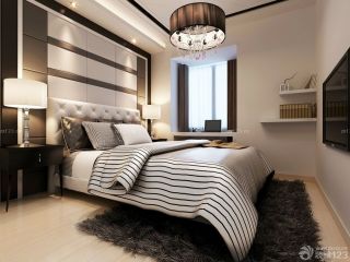 新现代简约主卧室黑白风格床背景墙