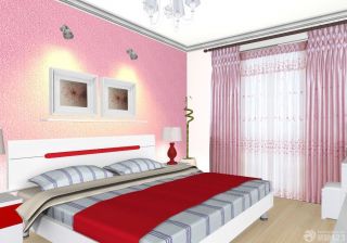 主卧室粉色窗帘设计案例