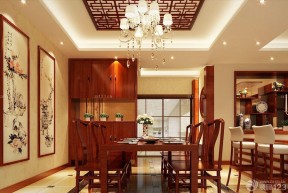 中式明清古典家具餐桌椅子摆放图片
