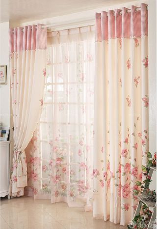 田园风格客厅落地窗日韩窗帘设计效果图欣赏