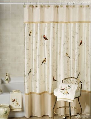 简约卫生间浴室组合图案窗帘装修效果图