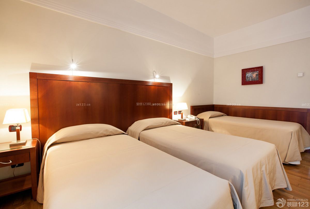 小型宾馆单人床装修设计 效果图