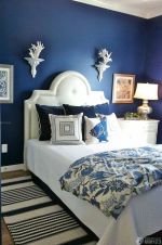 欧式卧室深蓝色墙面装修样板大全