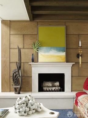 美式家庭室内抽象装饰画摆放效果图