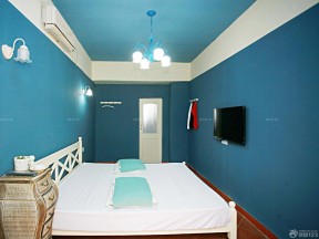 小型宾馆装修设计 蓝色墙面