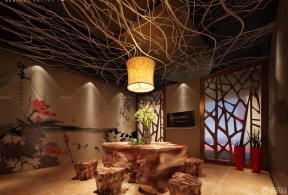 咖啡馆设计 根雕 中国古典风格
