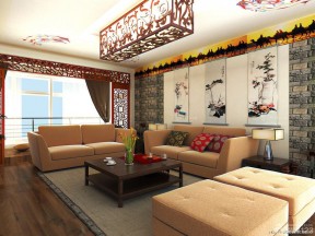 中式沙发背景墙 新中式风格