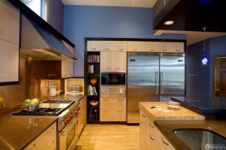 现代厨房深蓝色墙面装修设计