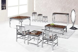 现代简欧风格不锈钢金属桌椅效果图