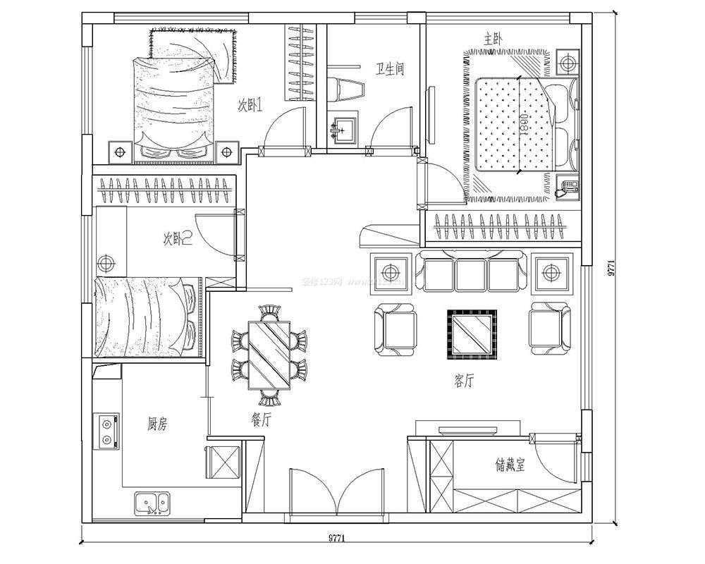 144平米房屋房间设计平面图