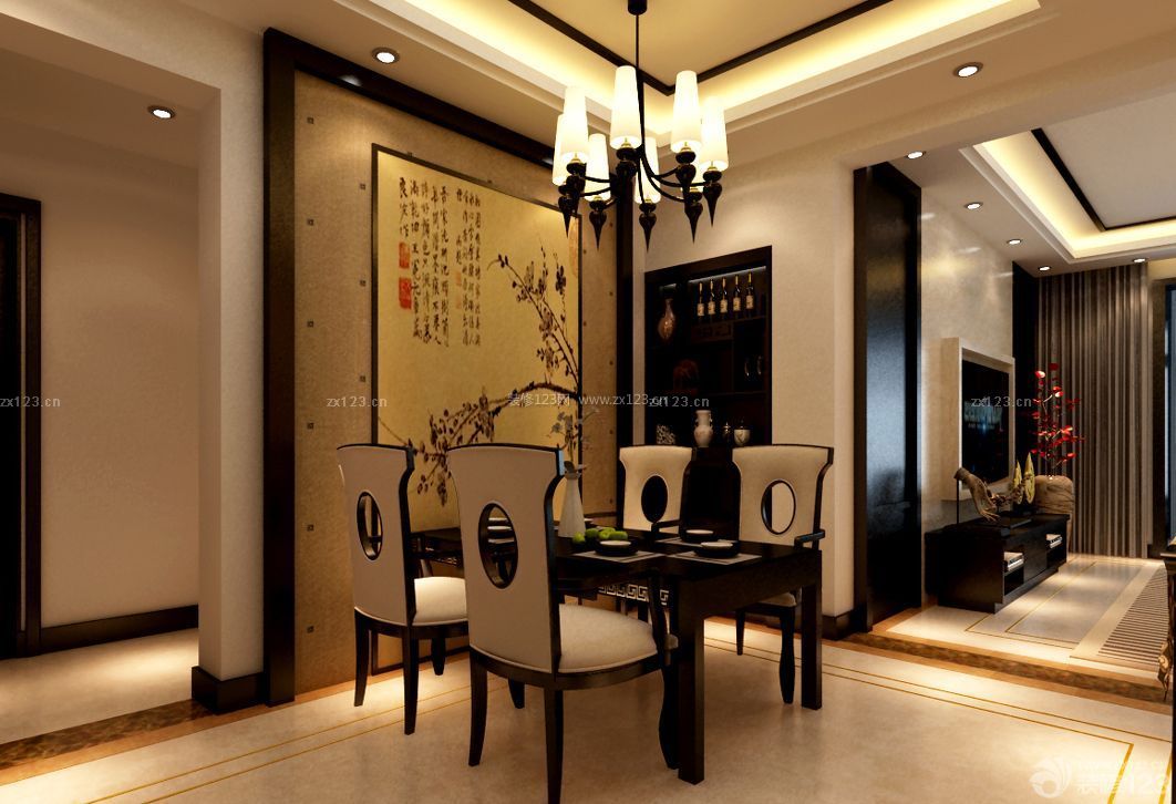中式风格餐厅壁画设计图片