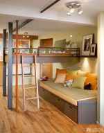小户型儿童房实木高低床设计图