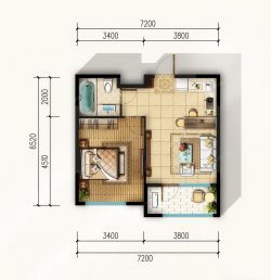 农村简单别墅40平方一室一厅户型图设计