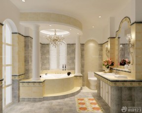 欧式风格大浴室按摩浴缸装修图