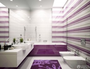 现代家装紫色按摩浴缸设计图