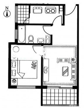 农村自建房40平方一室一厅户型图