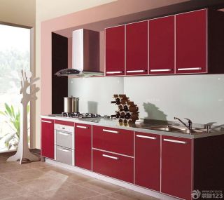 现代红色欧派橱柜设计图