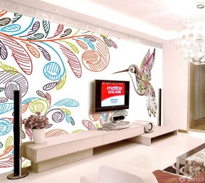 电视背景墙彩绘 现代风格