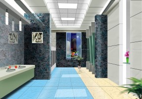 蓝色地砖 卫生间设计