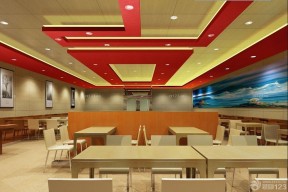 中式快餐店艺术吊顶装修设计效果图大全