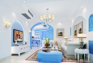家装客厅蓝色门框设计图