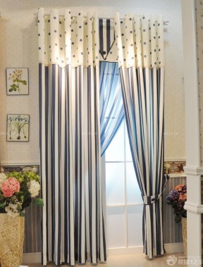 地中海风格窗帘 条纹窗帘 最新最新小户型