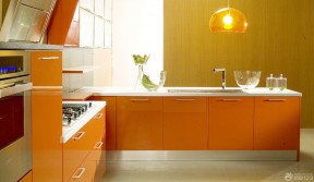 现代风格厨房橙色橱柜设计样板大全