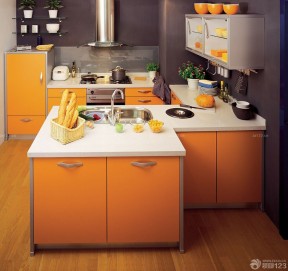精致小厨房橙色橱柜装修样板