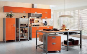 现代风格橙色橱柜装修样板
