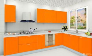 家装厨房橙色橱柜设计案例