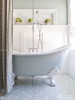 白色浴缸浴帘效果图图片