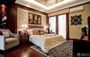 复古东南亚风格卧室窗帘搭配效果图