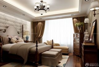欧式东南亚风格卧室窗帘搭配效果图