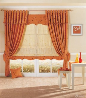 韩式田园风格橙色窗帘设计图