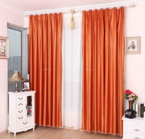 家装现代简约风格橙色窗帘布艺设计图