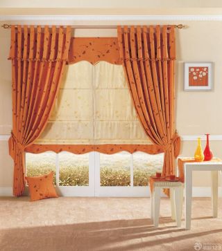  韩式田园风格橙色窗帘设计图