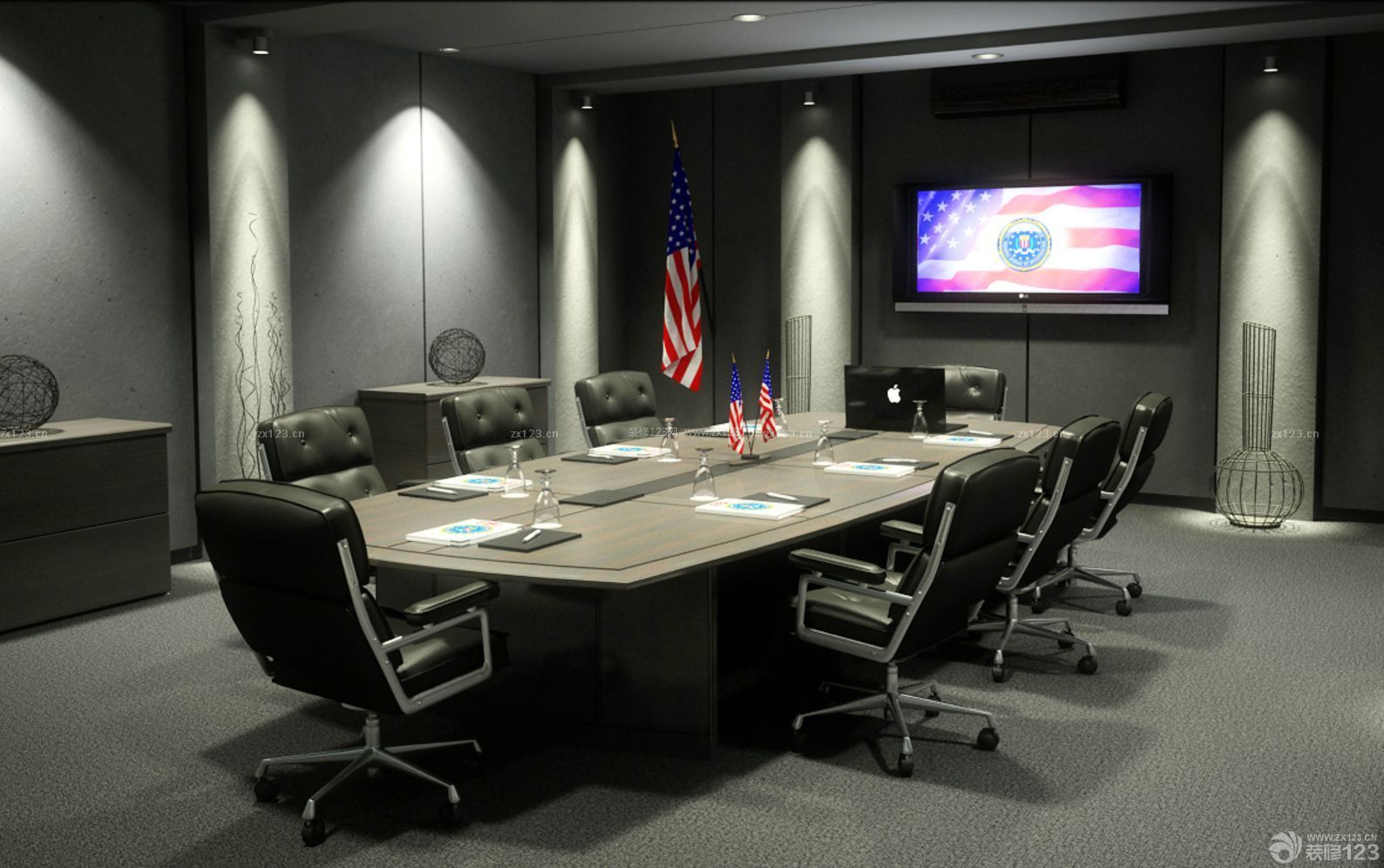 高端小型会议室布置设计实景图