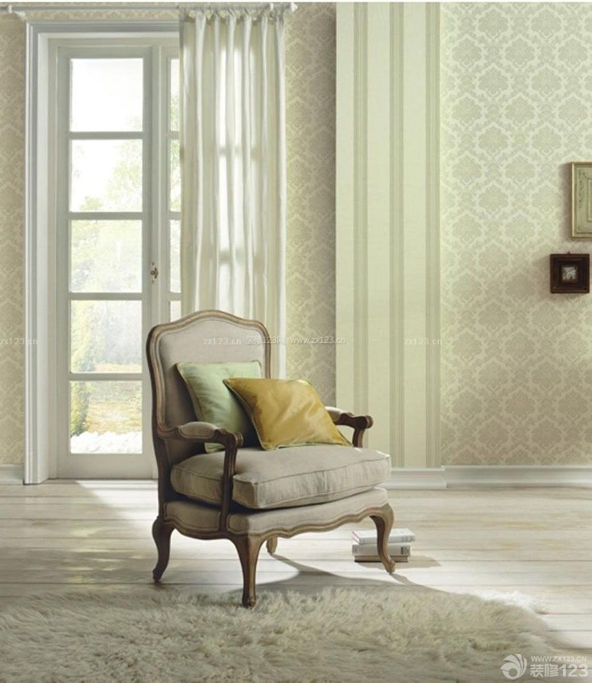 时尚简欧风格家庭休闲区磨砂壁纸效果图片