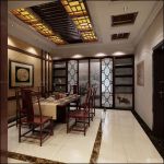 中式家装餐厅镂空吊顶效果图