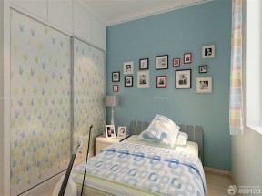 女生卧室 蓝色墙面