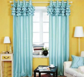 青色窗帘 简约风格