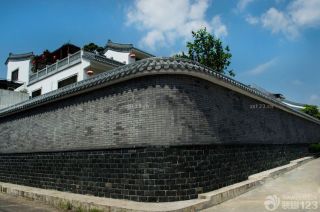 中式仿古砖庭院围墙设计效果图