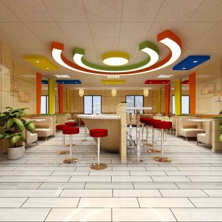 现代快餐店吊顶装饰设计效果图