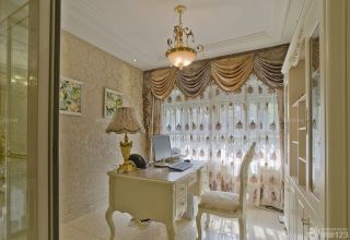  古典主义风格三室一厅书房窗帘设计效果图欣赏