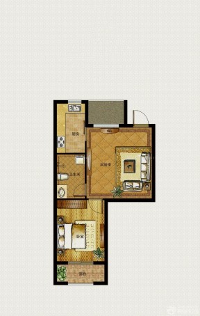 最新56平方一室一厅户型图设计方案