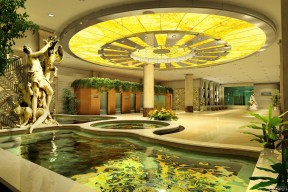 迪拜七星级酒店大厅吊顶灯设计图片大全