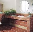 卫生间仿古瓷砖洗手盆设计效果图