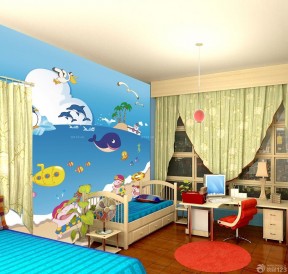 手绘卧室背景墙图片 创意儿童房间