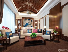 中式风格家庭私人会所组合沙发摆放图