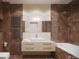  自建房卫生间仿古瓷砖室内设计效果图
